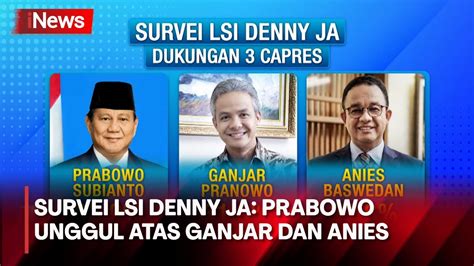 Survei LSI Denny JA Prabowo Unggul Atas Ganjar Dan Anies YouTube