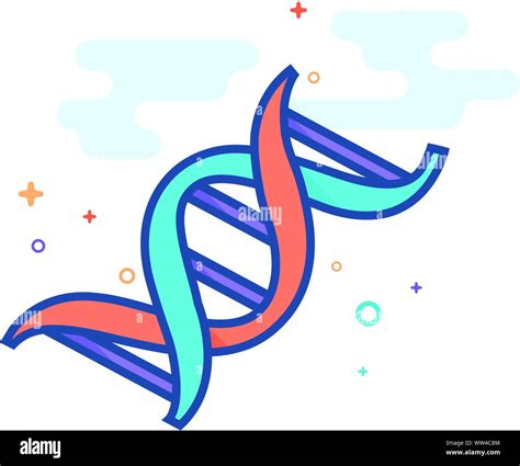 Dna Strands Icon In Outlined Flat Color Style Vector Illustration