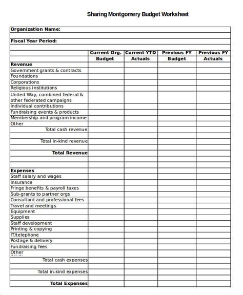 Nonprofit Project Budget Template Collection