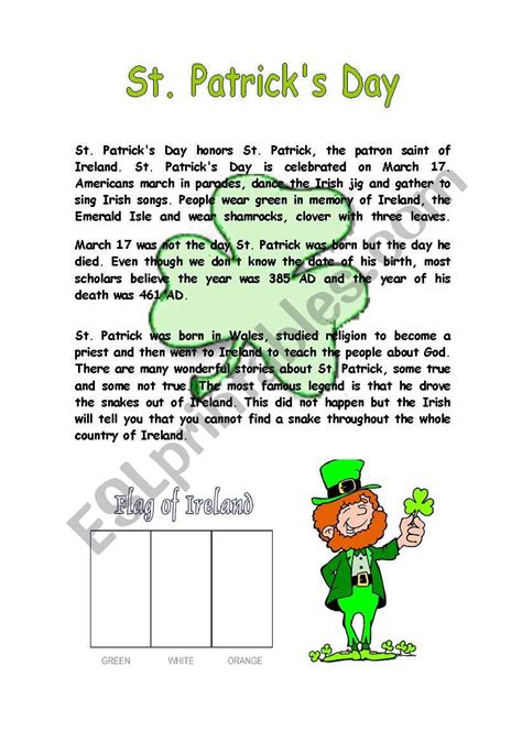 St Patricks Day Esl Worksheet By Lmonforte