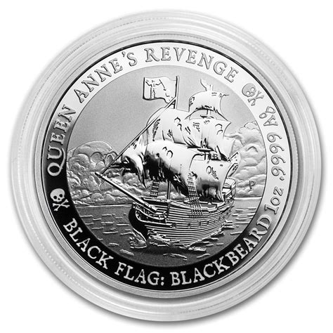 2019 1oz 1 Tuvalu Silver Black Flag Queen Anne S Revenge Coin