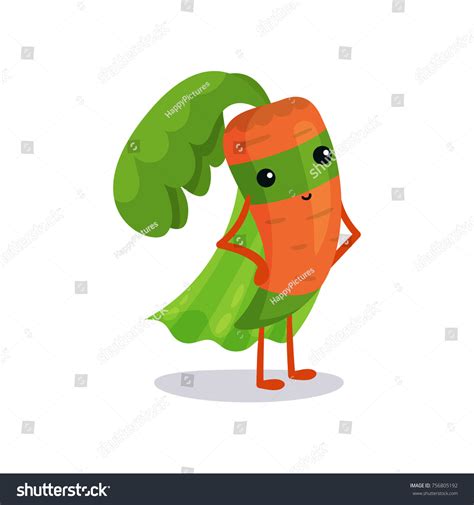 Cartoon Superhero Carrot Character Standing Confidence Stock Vector