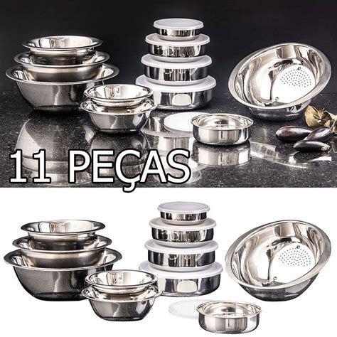 Conjunto De Pote Pe As Inox Conjunto De Tigelas Pe As Inox