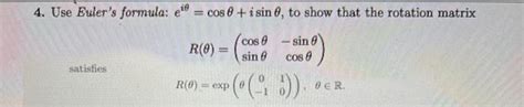 Solved 1 Use Euler s formula eiθ cosθ isinθ to show that Chegg