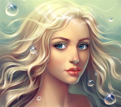 Little Mermaid Frumusete Luminos Mermaid Blonde Fantasy Water