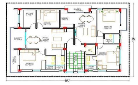 6040 Ft Apartment 2 Bhk House Layout Plan Cad Drawing Dwg File Artofit