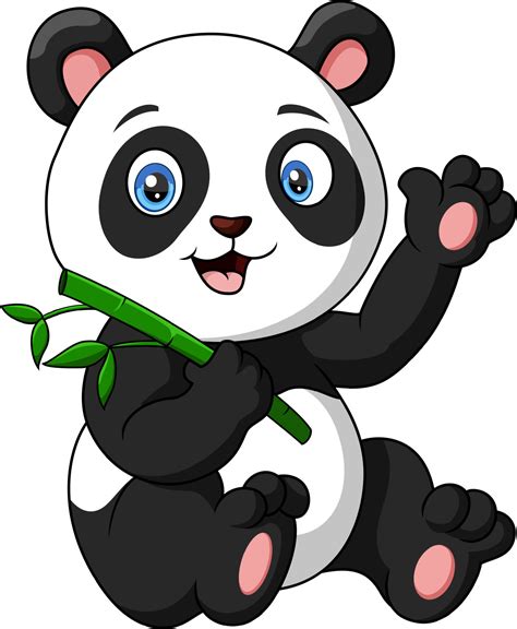 Cute little panda cartoon waving hand 20767155 Vector Art at Vecteezy