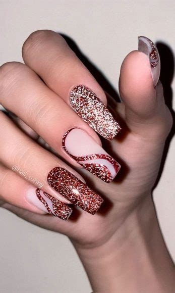 30 Glitter Nails To Bright Up The Season Swirl Deep Red Glitter Nails