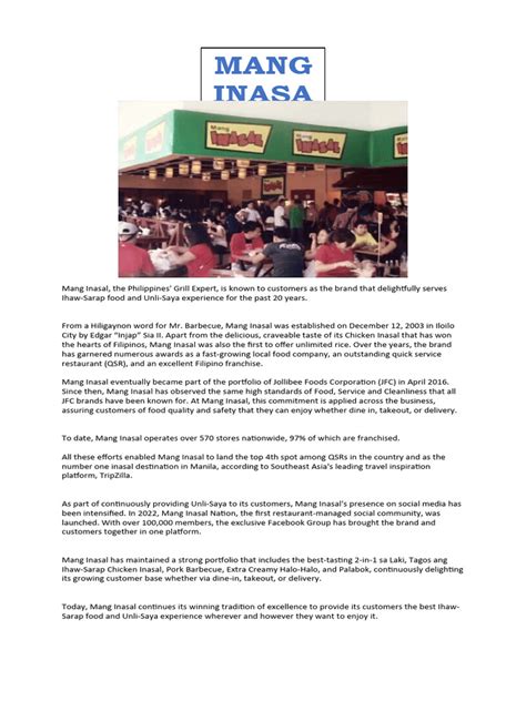 Mang Inasal History Pdf