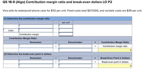 Solved QS 18 9 Algo Contribution Margin Ratio And Chegg