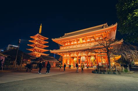 浅草寺と五重塔の魅力的な夜景の無料の写真素材 Id87022｜フリー素材 ぱくたそ