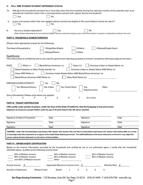 City Of San Diego California Tenant Income Certification Fill Out