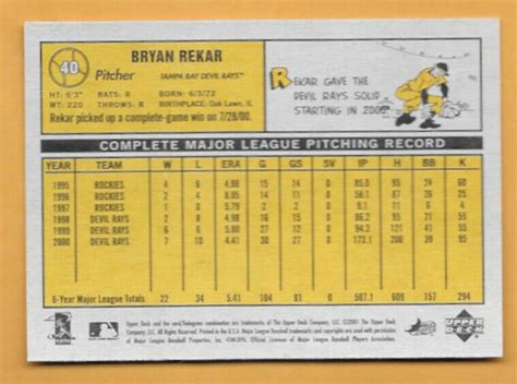 Upper Deck Vintage Bryan Rekar For Sale Online Ebay