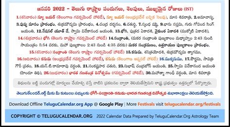 Telugu Calendar January Andhra Pradesh Get Calendar Update