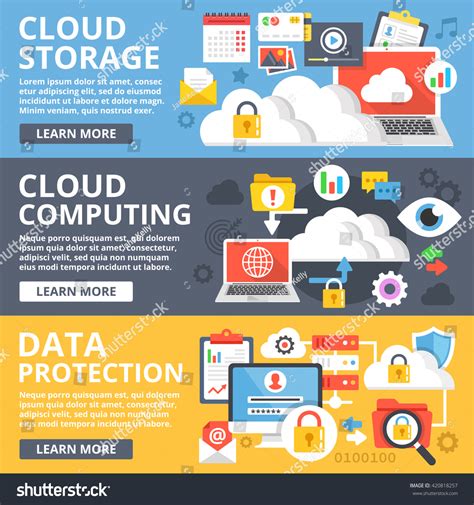 Cloud Storage Cloud Computing Data Protection Stock Vector Royalty