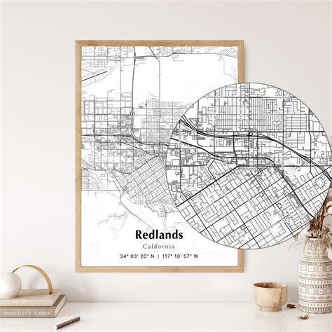 Redlands City Map Print, Redlands California Map Poster, USA City ...