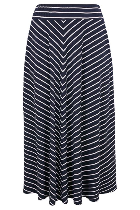 Navy White Striped Maxi Skirt Plus Size 16 To 36