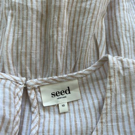 Seed Womens Size Half Sleeve Stripe Linen Mini Dress White S