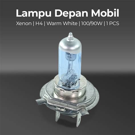 S N Lampu Depan Mobil Headlamp Xenon H4 Warm White 100 90W 1 PCS P43T