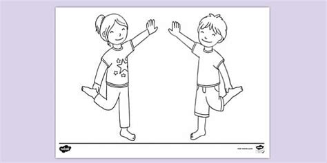 FREE Stretching Colouring Sheet Colouring Sheets Twinkl