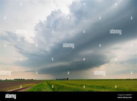 Rotating Supercell Thunderstorm Over The Great Plains Usa Stock Photo