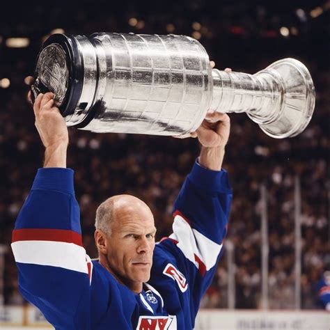 Ny Rangers Mark Messier On Ice Rink In Madison Square Garden Holding