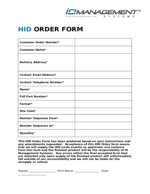 HID Order Doc Template PdfFiller