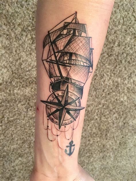 Ship And Anchor Tattoos For Men