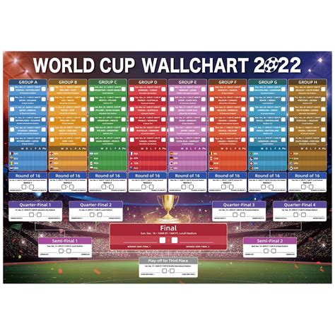 Buy AhfuLife World Cup Wallchart 2022 Qatar Soccer Schedule A1 A2