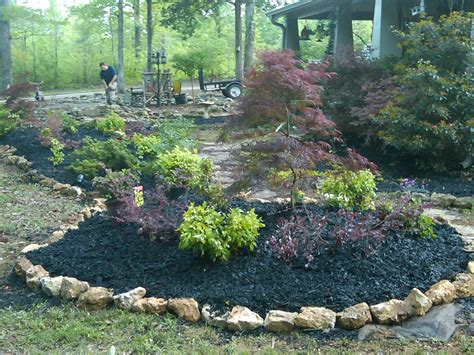 Rockborder Landscaping With Rocks Rustic Landscaping Front Yard