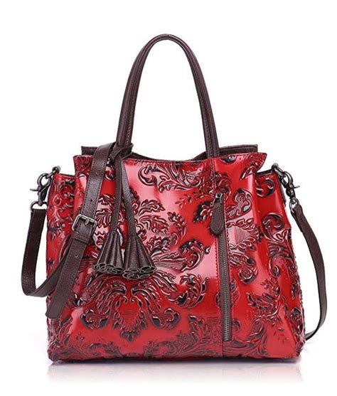 APHISON Designer Handbags For Women Unique Embossed Floral Leather Tote