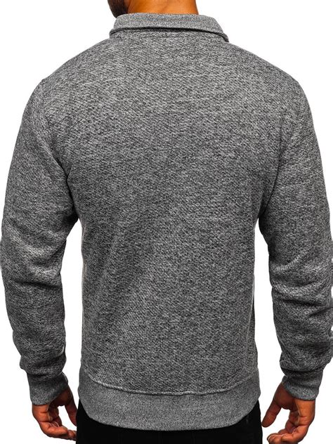 Bolf Herren Sweatshirt Mit Reißverschluss Grau Tc504