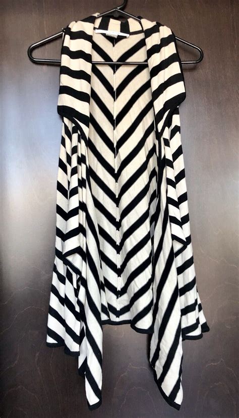 Diane Von Furstenberg Lilo Black And White Striped Sweater Vest P Xs