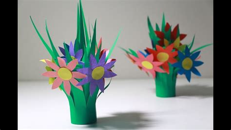 Diy Home Decor Ideas How To Make Grass Paper Flower From Color Paper Youtube