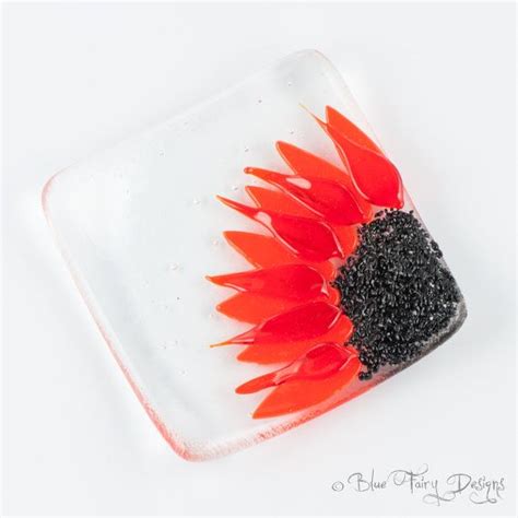 Orange Flower Fused Glass Trinket Bowl By Bluefairydesigns On Etsy £12