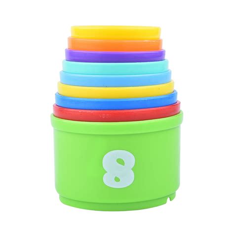 SUNLIKE Nesting & Stacking Cups for Toddlers, 9 Pcs Baby Building Set ...