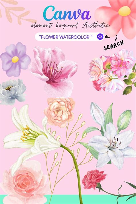 Canva Keywords For Elements Flower Watercolor Flower Art Images