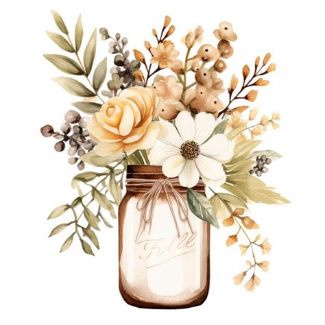 Premium Ai Image There Is A Watercolor Painting Of A Mason Jar With