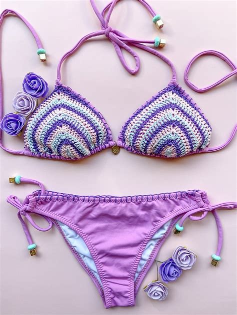 Bikini Crochet Arcoiris Lilac By Swim Days Bottom Size M Top Size M
