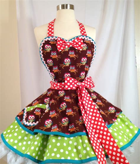 Womens Sexy Retro Apron Hoot Owls Pinup Apron Hostess Apron Etsy