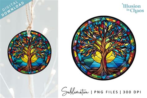 Stained Glass Suncatcher Colourful Tree Design