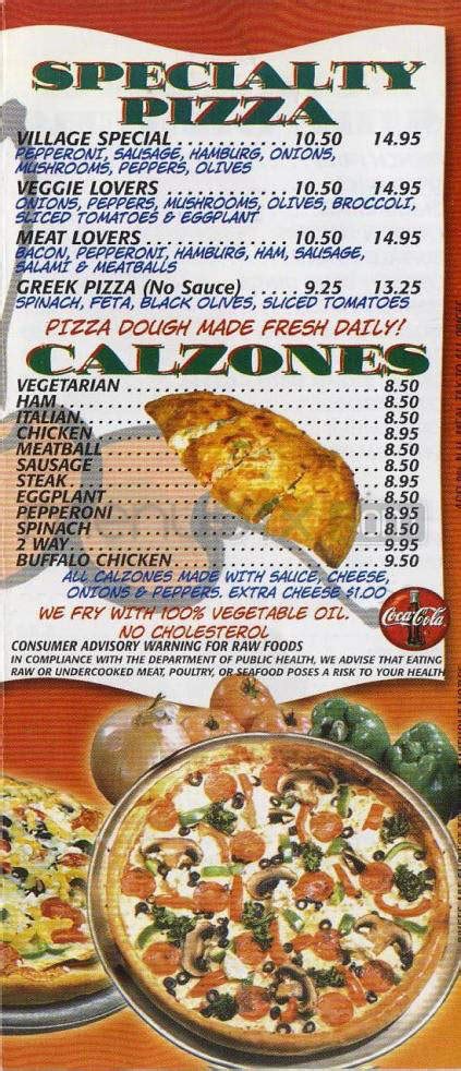 Menu Of Cherry Village Pizza Restaurant In Hampstead Nh 03841