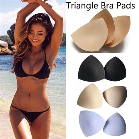 Pair Removable Soft Cup New Woman Triangle Bra Pad Insert Foam Bikini