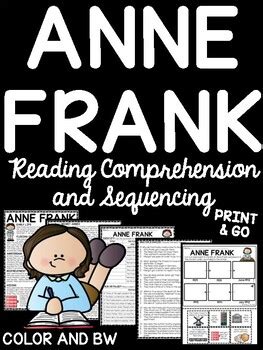 Anne Frank Biography Reading Comprehension Worksheet And Sequencing