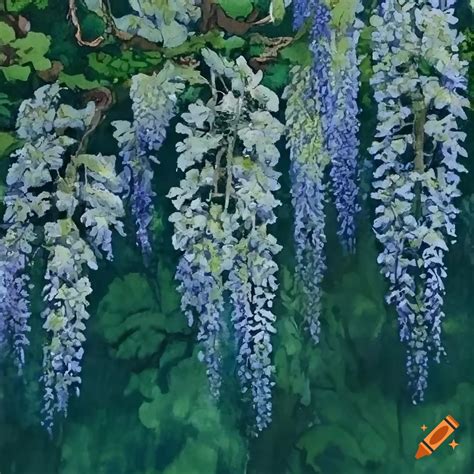 Watercolor Painting Of Wisteria Blossom On White Backdrop On Craiyon