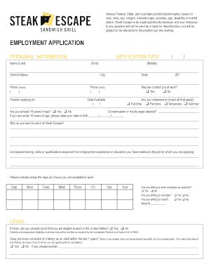 Printable Burger King Job Application Form Templates Fillable