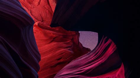 Canyon, layers, night, starry sky | picture, photo, desktop wallpaper.