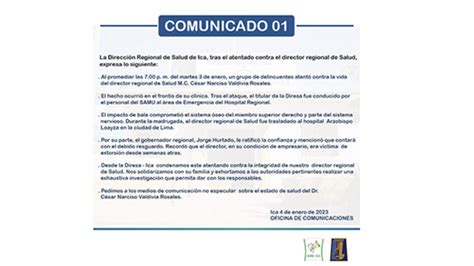 Comunicado Noticias Direcci N Regional De Salud De Ica