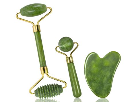 Gua Sha And Jade Roller Face Roller Guasha Facial Massage Tool 4 In 1