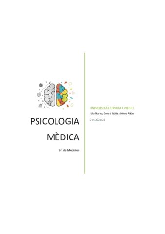 APUNTS PSICO MEDICA 2021 Pdf